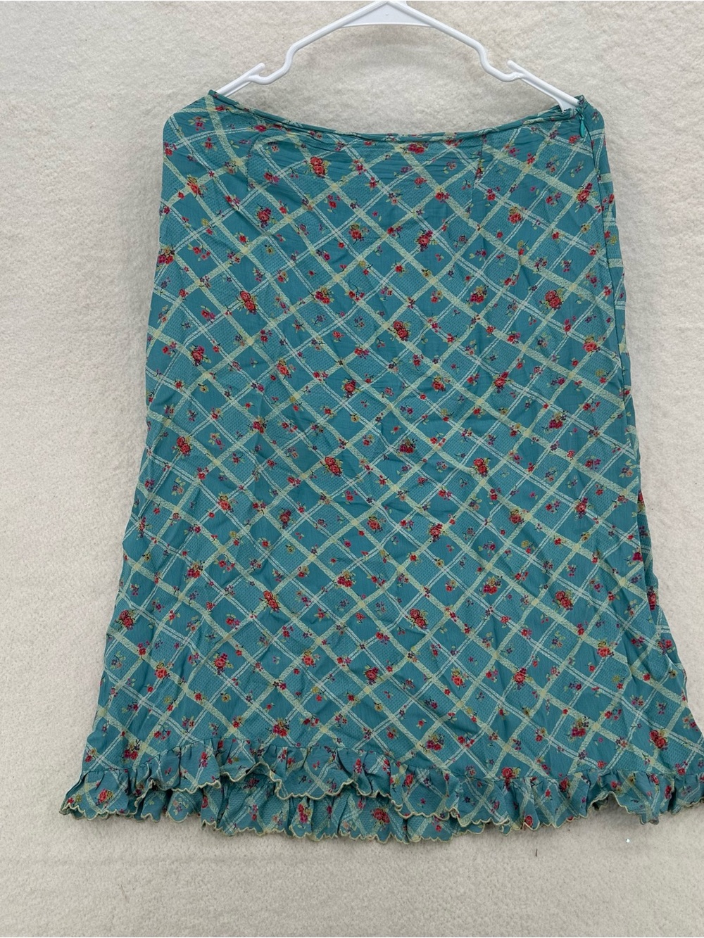 Teal Cottagecore Y2K Free People Floral Midi Skirt - Picture 3 of 8